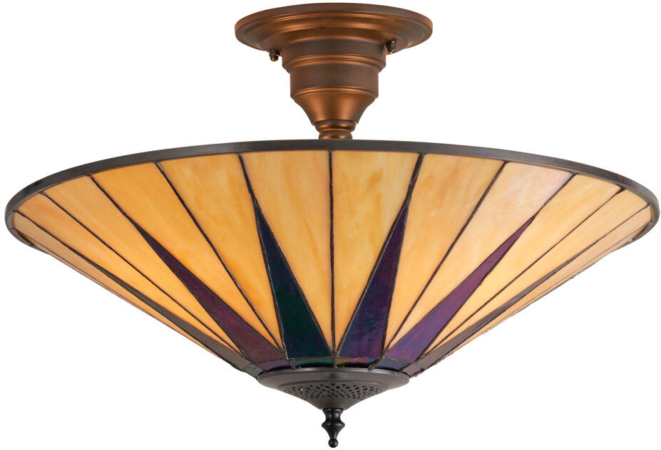 Rosalind Wheeler Sylvan Glass Semi Flush Mount Dark Bronze 15cm H X 49cm W X 49cm D