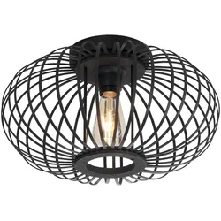 Deckenleuchte Deckenlampe Wohnzimmerlampe schwarz Holz Schlafzimmerlampe D 40 cm