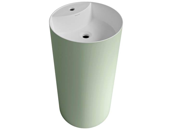 Dieter Knoll Waschbecken, Weiss, Salbeigrün, Stein, 44x87x44 cm, Made in EU, Permanentablauf notwendig, Waschbecken ohne Überlaufloch, Badezimmer, Waschbecken & Armaturen, Waschbecken