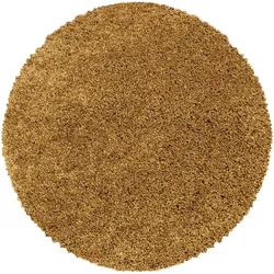 Carpetsale24 Shaggy Hochflor Teppich, 200 cm Rund, Gold, weich, flauschig, modern, einfarbig, Perfekt als zentrales Wohnaccessoire, für Wohnzimmer