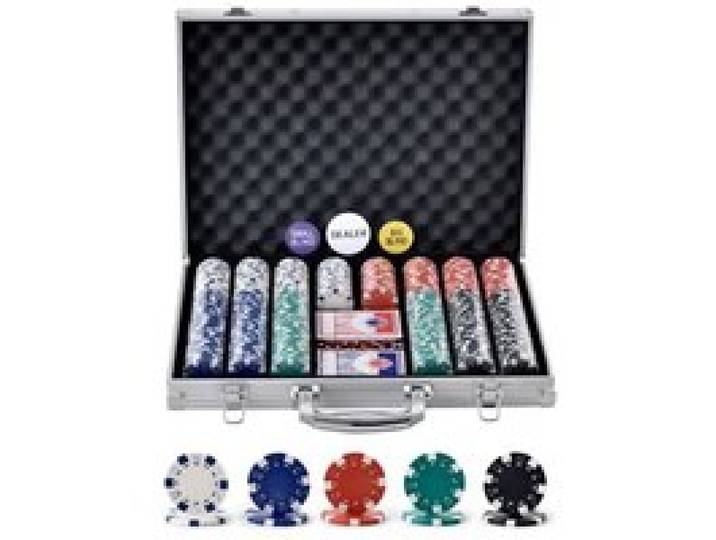 VEVOR Mallette de Poker 500PCs Jetons de Poker en Plastiques PS 11,5 g 40x3,3 mm avec 2 Jeux de Cartes 1 Bouton de Croupier et 2 Boutons Blind pour Blackjack Texas Jeux de Hasard Casino à Domicile