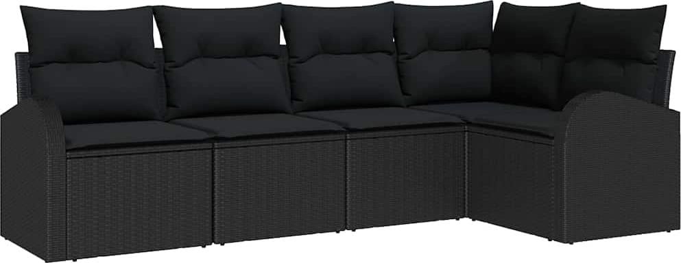 vidaXL Modern Bankstel met kussens, zwart, polyester