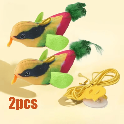 Inspire Curations ChirpyBird Interactive Wall Hanging Cat Toy green Set