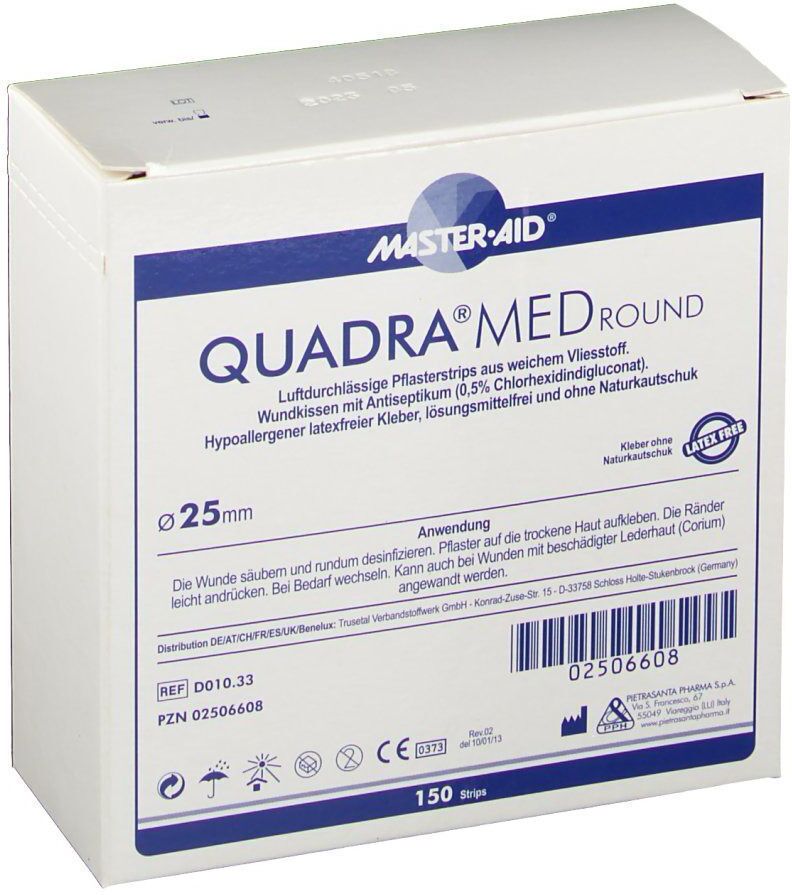 Quadra MED round 25 mm Strips Master Aid 2x 2x150 St Pflaster