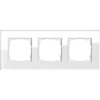 Abdeckrahmen dreifach aus Glas, glänzende Oberfläche, Unterputzmontage, Klemmbefestigung weiß (glänzend), Retail
