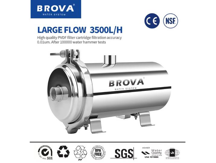 BROVA – filtre à eau d'ultrafiltration 0.01μm, PVDF, système UF pour toute la maison, Membrane réutilisable, utilisation de 5 ans, maison/Commerciale, 3500L/H