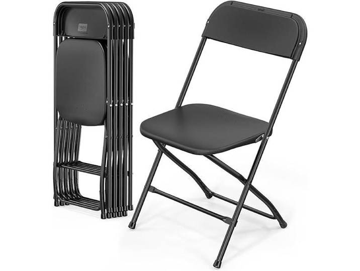 Chaises pliantes en plastique noir conférence jardin fête 6 pièces