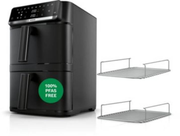 Bosch - Friteuse Sans Huile Série 6 Double Bac Vertical Noir Mafd661