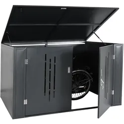 4er-Fahrradgarage HWC-K64, Gerätehaus Fahrradbox mit Deckel, abschließbar Metall 121x202x150cm, anthrazit