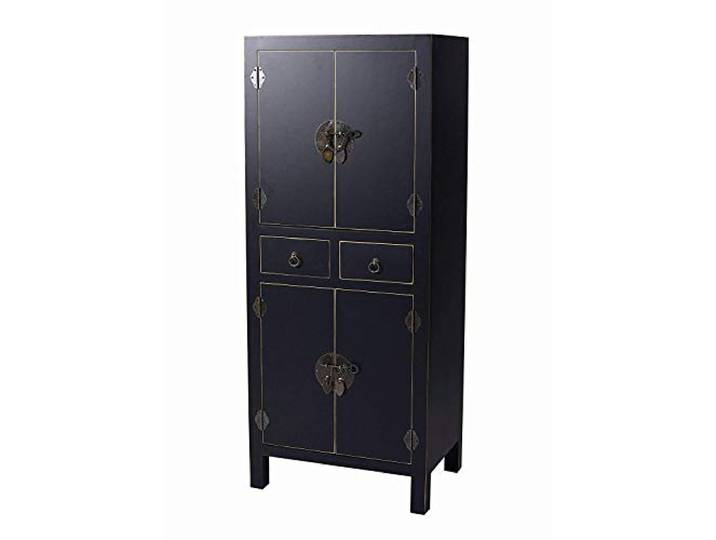 Chinesischer Hochzeitsschrank Mandarin Oriental Schwarz – Authentisches Ming-Design, 4 Türen & 2 Schubladen, Holz/MDF Exklusiver Stauraum mya005 Palazzo Exklusiv