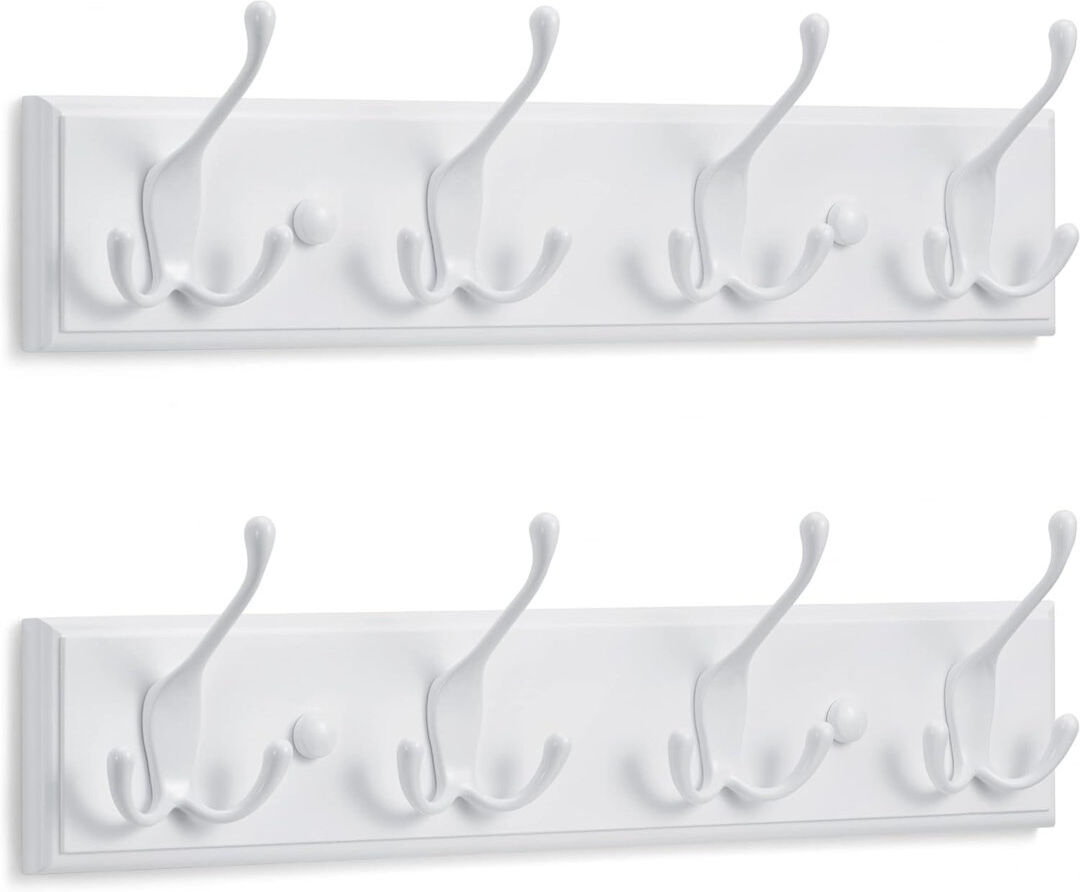 ClassicLiving Hamler 8 - Hook Wall Mounted Coat Rack White 10.38cm H X 38cm W X 7.2cm D
