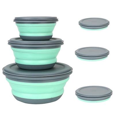 3 teile/satz silikon faltbare mittagessen box mit deckel tragbare picknick camping schüssel set küche geschirr kit faltbare obst salat schüssel