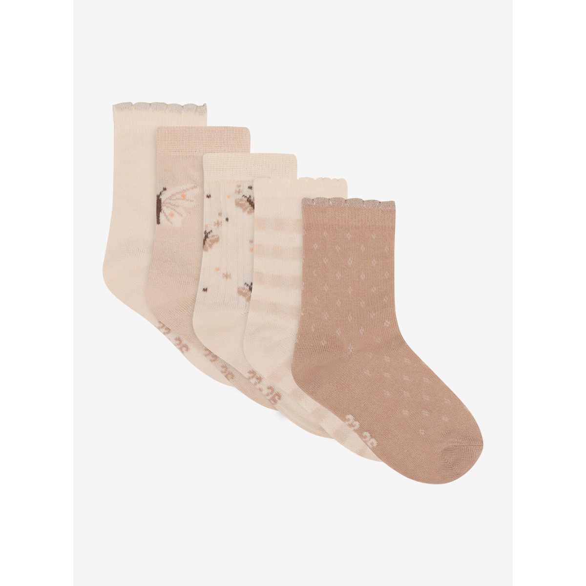 Minymo Socks w. Pattern (5-pack) rugby tan (2182) 15\18 6022-2182-15\18