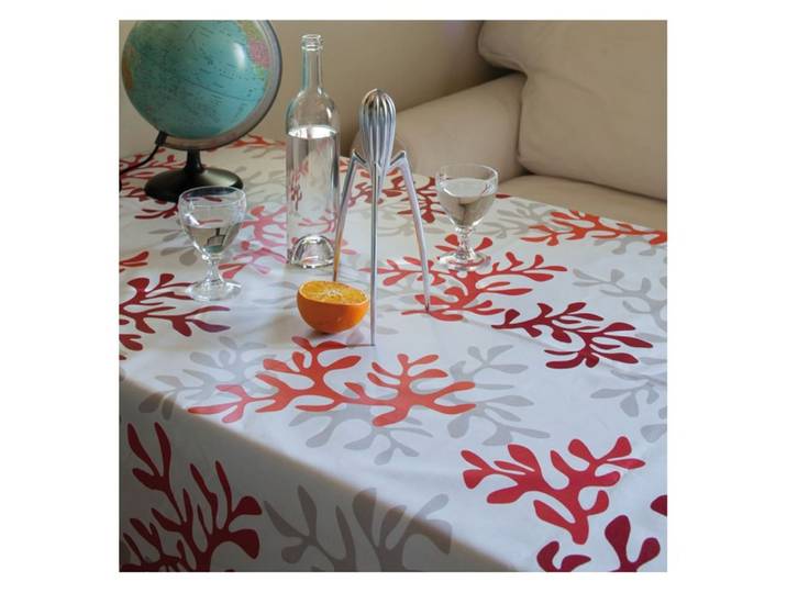 Nappe en coton enduit rouge rectangle 160 x 240 cm