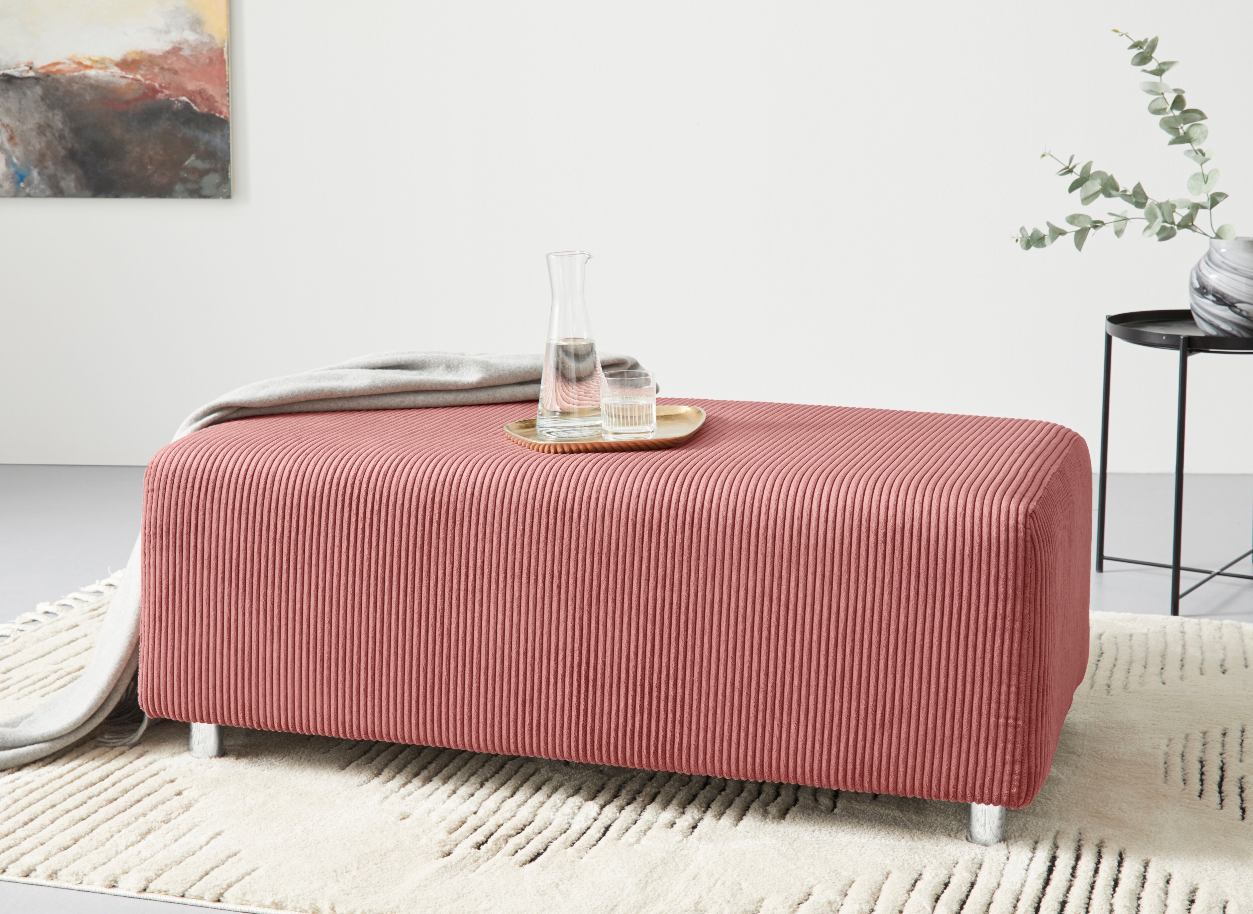 Polsterhocker HOME AFFAIRE "Györ", rosa, B:122cm H:48cm T:68cm, 100% Polyester, Hocker, Polsterhocker, democratichome Edition, passend zum Ecksofa 'Györ' rosa B/H/T: 122cm x 48cm x 68cm, Cord