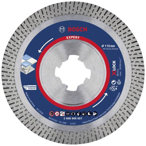 Bosch Accessories 2608900657 EXPERT HardCeramic X-LOCK Diamanttrennscheibe Durchmesser 115 mm Bohrungs-Ø 22.23 mm Stein, Beton, Ziegel 1 St.