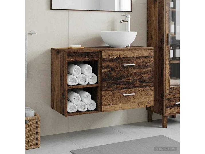 vidaXL Badezimmermöbel-Set 2 stk. Altholz Holzwerkstoff