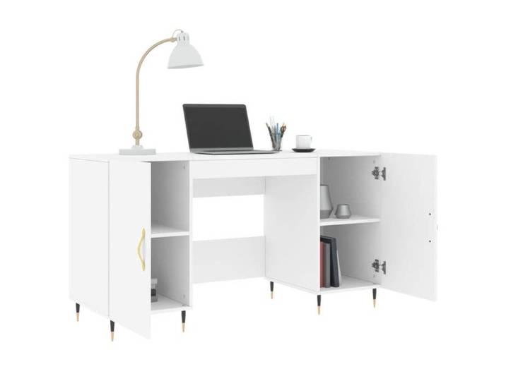 Bureau Blanc - GKK - 140x50x75 cm - bois d'ingénierie - multi-rangements - Desgin moderne @440