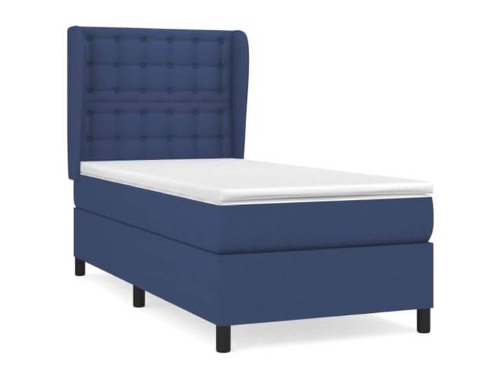 PUGYNBK Boxspringbett, Stoffmatratze, Blau, 80 x 200 cm Verstellbares Kopfteil, Taschenfedern, mittlere Festigkeit, atmungsaktiv