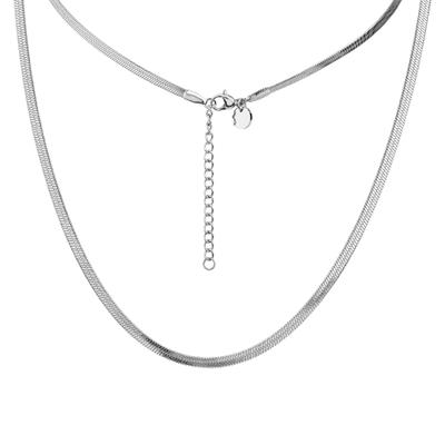 Collierkettchen ZEEME "Stahl glanz 50+5 cm", weiß, Halsketten, Damen, 55,0cm, Edelstahl, L: 55 B: 3mm, glänzend, B:3mm