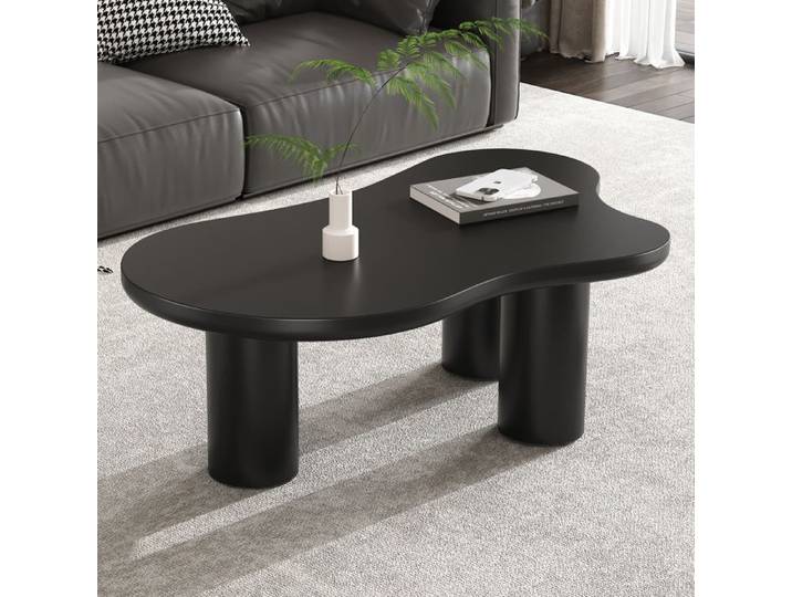 Table basse moderne Forme nuageuse - rectangulaire irrégulière Meuble salon 107x66cmx40.5cm Noir