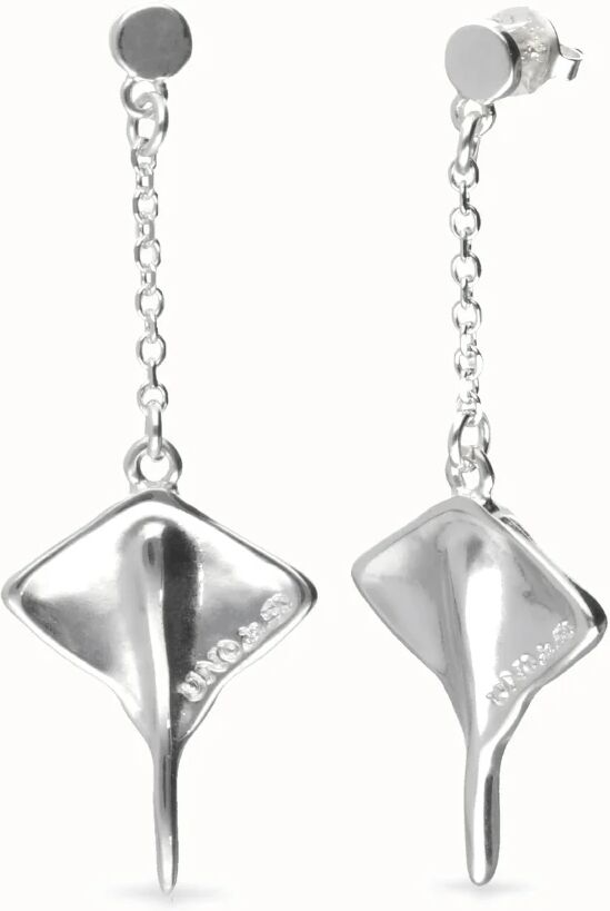 UNOde50 Pendientes largos bañados en plata de ley con mantarraya Plateado