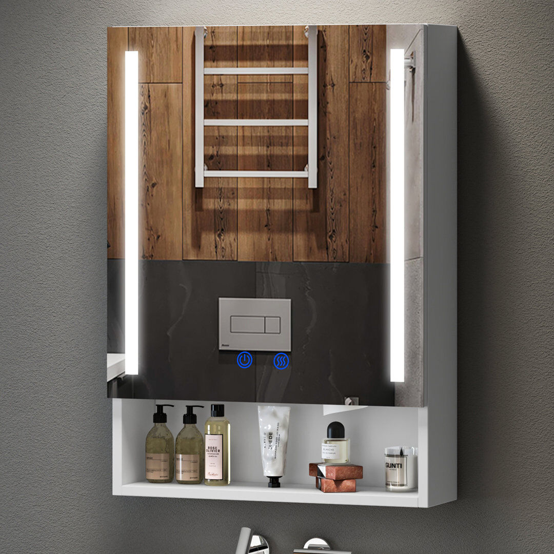 Metro 50mm W 70mm H Wall Mounted Required Medicine Cabinet Mirror 4 Adjustable Silver 50×70
