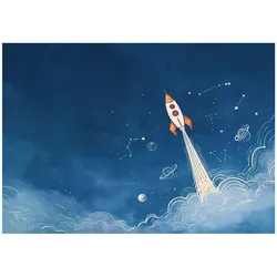 FOTOTAPETE Jungen Rakete Blau 300x210 cm