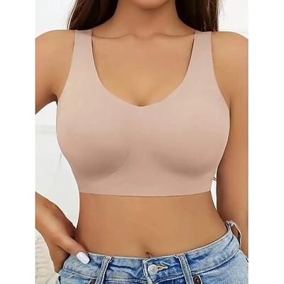 Damen Yoga-Tanktops Sport-BH Unterwäsche Verbrannte Kalorien Sport Drahtlos Einfarbig Sport Sportkleidung Hellblau Schwarz Training Fitness Yoga