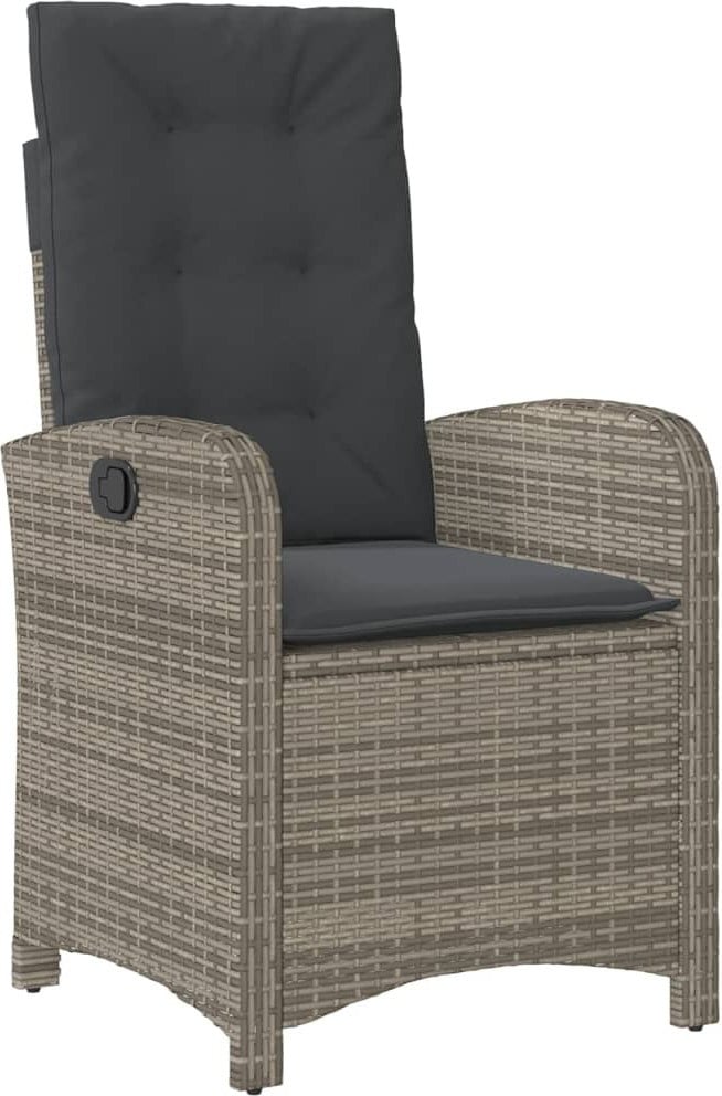 DKD HOME DECOR Verstelbare Tuinstoel met Kussen in Grijs Polyrotan