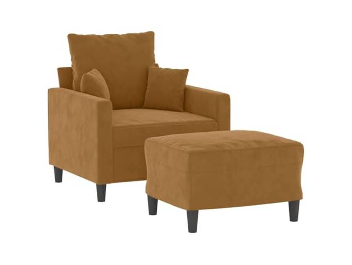 KTHLBRH Sessel mit Fußstütze Samt Braun 60 cm Robuste Struktur, dicke Polsterung, modernes Design, 1 Sofa und 1 Fußhocker