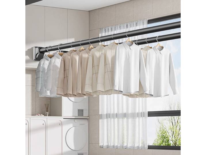Tringle à rideau réglable, tringle de support extra longue de 40 à 500 cm, tringle à rideau de douche extensible, tringle à linge pour balcon