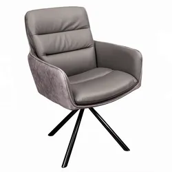riess-ambiente Stuhl BIG GEORGE - taupe Echtleder Microfaser mit Armlehne Retro Drehbarer Design