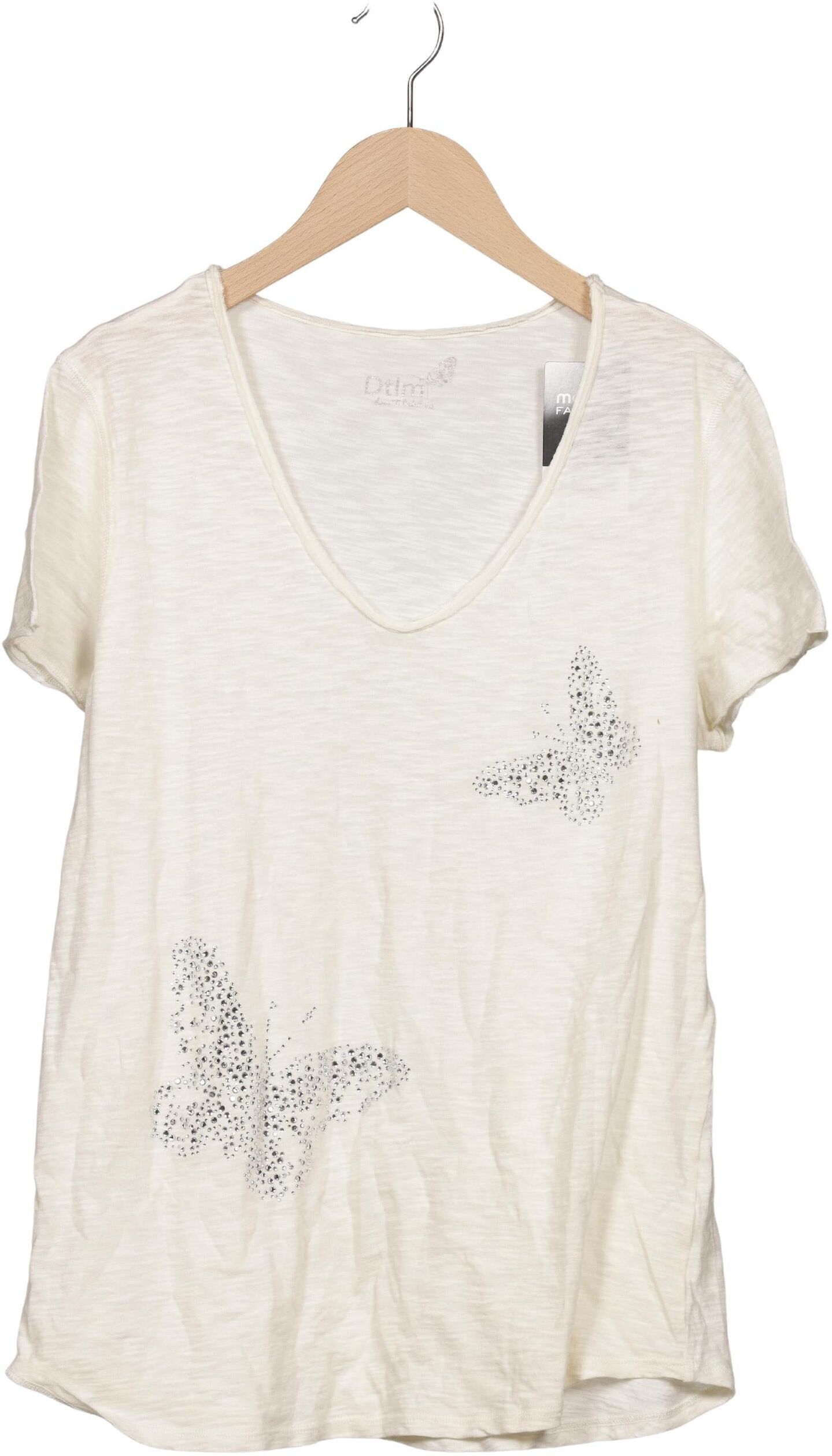 DtLM Dont Label Me Damen T-Shirt, Cremeweiß, Gr. L, kein / Etikett - Second Hand