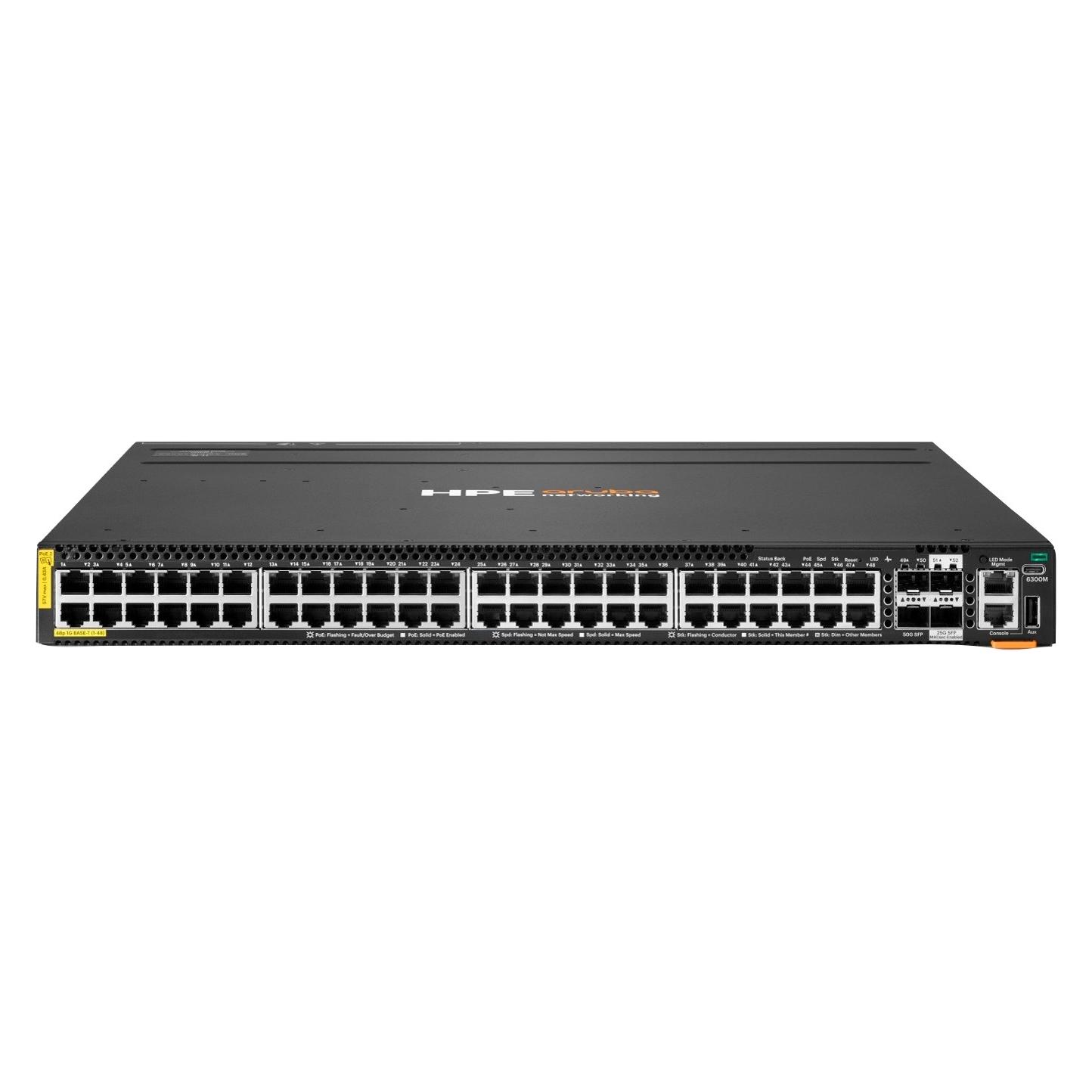 HPE E Aruba CX Switch, 48x 1GBase-T PoE, 2x SFP56, 2x SFP28 with MACsec (48 Ports) (S6X59A)