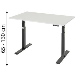 Rau Rau Schreibtisch adlatus 100, lichtg / schwarz, elektrisch höhenverstellbar, 125 x 65-130 x 80 cm