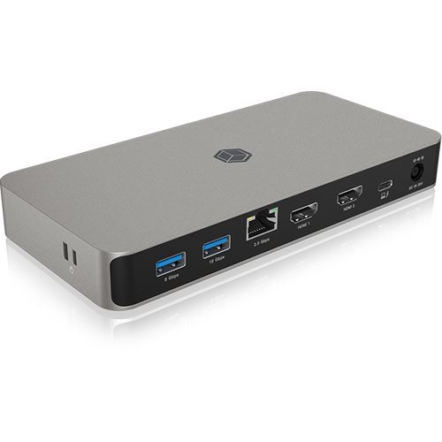 ICY BOX IB-DK2880-C41 USB4 Type-C DockingStation mit zweifacher Videoausgabe Card Reader Headset LAN Port PD 100W