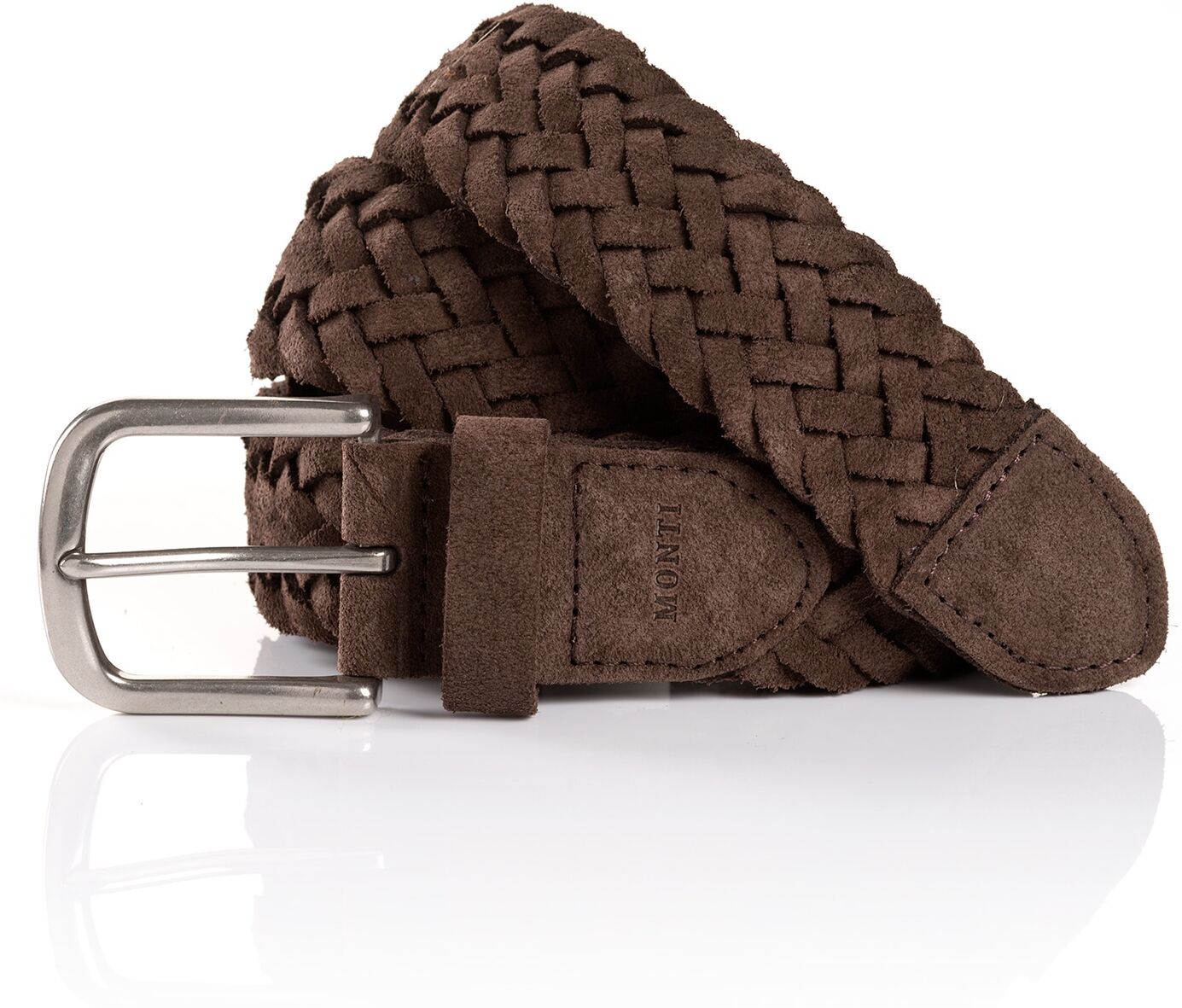 Ledergürtel MONTI "VANCOUVER", Herren, Gr. 85, braun, Obermaterial: 100% Rindsleder, Gürtel Ledergürtel, Flecht-Optik, matt, weich, handgefertigt braun 85