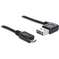 EASY-USB 2.0 Kabel, USB-A Stecker 90° > Micro-USB Stecker schwarz, 0,5 Meter, rechts / links abgewinkelt
