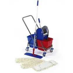 Floorstar FCK S SOLID 50 cm Reinigungswagen im SET komplette Austattung zur Reinigung, SOLID Serie verchromt
