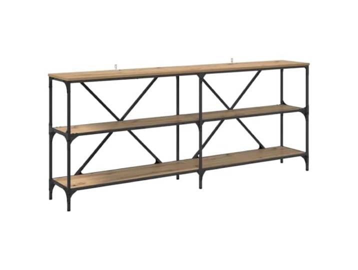 Konsolentisch Eiche Handwerk 180 x 30 x 75 cm aus technischem Holz Regale inklusive, funktionales Design, ideal für Flur und Wohnzimmer, Montage für 3 Personen