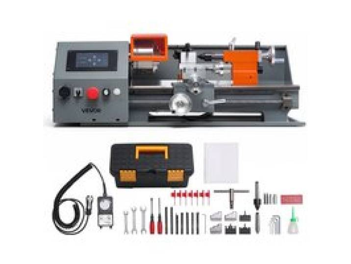 VEVOR Metalldrehmaschine 22 x 40 cm 1100 W CNC Tischdrehmaschine 2500 U/min für Heimwerker, Modellbau und Reparaturen, Touchscreen-Steuerung, Getriebeloser Antrieb und Schnellwechsel-Werkzeughalter