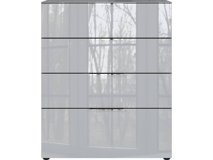 Kommode OAKLAND 83 x 102 cm Glas Graphit/Silbergrau