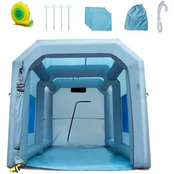 VEVOR Farbkabine DIY Sprühmalerei Sprühfarbe Schutzzelt 950 W, Blau 4 x 2,2 x 2,35 m Lackierzelt 210D Oxford-Gewebe Sprühfarbe Zelt Tragbare Sprühfarbe Farbstand DIY-Sprühmalerei