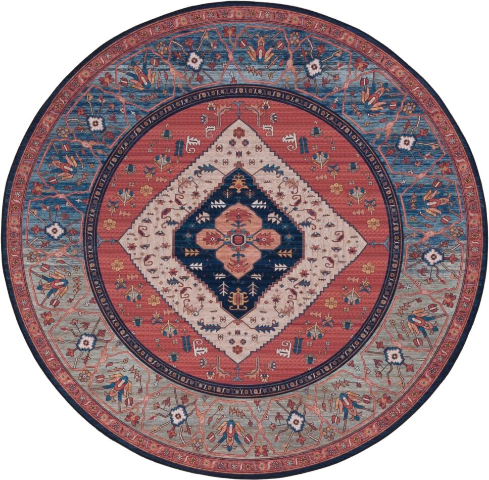 Safavieh Tapis traditionnel en polyester orange/bleu, 183 cm Orange 183x0x183cm