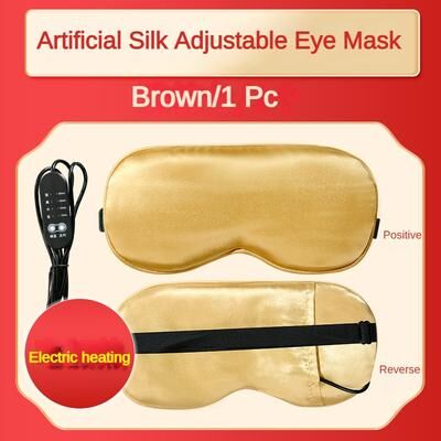 Healfit Counter USB Heated Silk Eye Mask, Hot Steam Compress Sleep Mask Electrical Temperature Control Blindfold For Relaxation And Rest brown