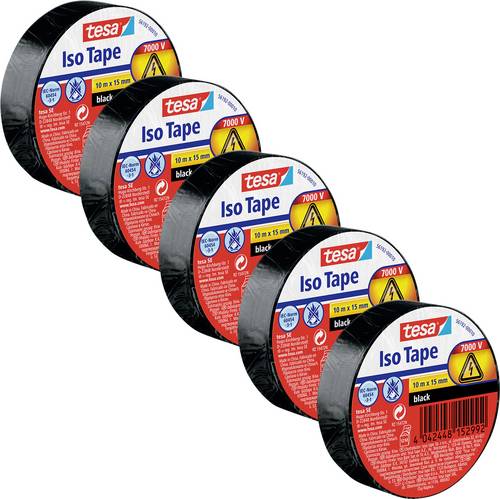 Tesa 56192-00502-23 Isolierband tesa Schwarz (L x B) 10m x 15mm 5St.
