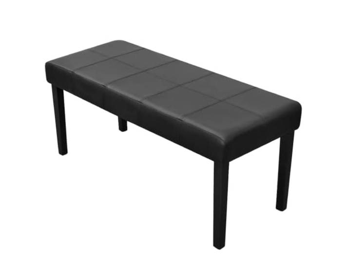 LQMDNFMD Sitzbank Polsterbank Kunstleder 106x43x46 cm Schwarz Komfortable Polsterung mit pflegeleichter Oberfläche und stabilen Holzbeinen für Flur, Schlafzimmer oder Essbereich.