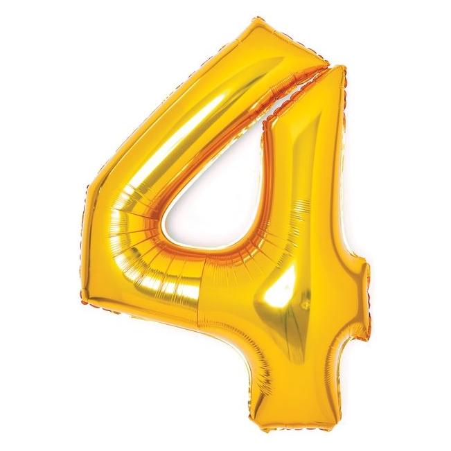 Amscan Folienballon gold, 66cm, Nummer 4 (1x) (9913209)