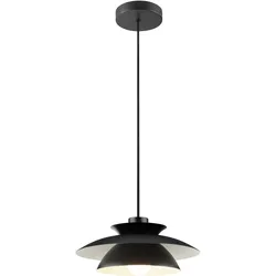 Brilliant, Pendelleuchte, Doppelschirm, Ø 30,5 cm, H 120 cm, E27 Fassung, Metall, schwarz matt (E27)